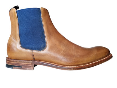 Barker Hopper Chelsea Boots UK 6 Tan Cedar Calf Navy Elastic Goodyear Welted