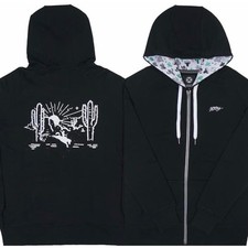 HOOEY Sedona Women's Full Zip Cactus Graphic Hoodie Southwest Pullover S New