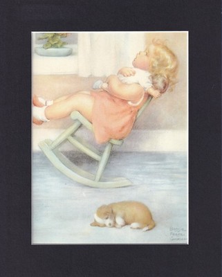 8X10'' Matted Print Art Picture by Bessie Pease Gutmann: Girl Rocking Chair