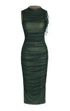 Cider Green $35msrp Mesh High Neck Sleeveless Bodycon Midi Dress Womens XS