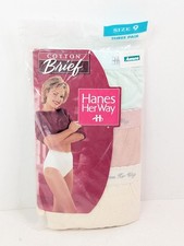 1997 Hanes Her Way Brief Panties 3 Pair Cotton Sz 9 Multicolor Sissy Vintage New