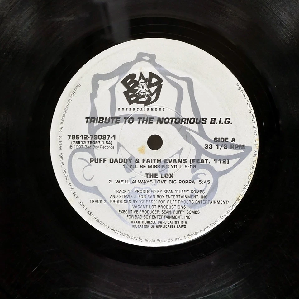 PUFF DADDY TRIBUTE TO THE NOTORIOUS B.I.G. BAD BOY 78612790971 US VINYL 12 - Image 2 of 2