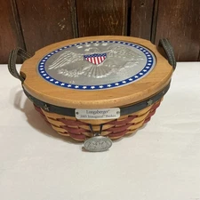 Longaberger 2005 Inaugural Basket, Liner, Protector, Medallion, Lid Combo