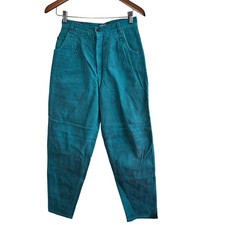 Vintage Corduroy Pants Women Size Small Blue 90s Cottage Boho Colorful High-Rise