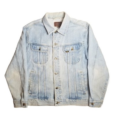 Vintage Lee Denim Trucker Jean Jacket Light Wash 90s Sz M