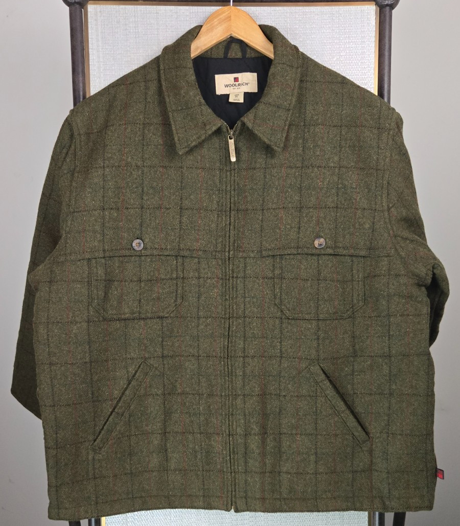 WOOLRICH Size 2XL Mens Heavwight Wool Mackinaw Jacket Coat Insulated Green Check image 9