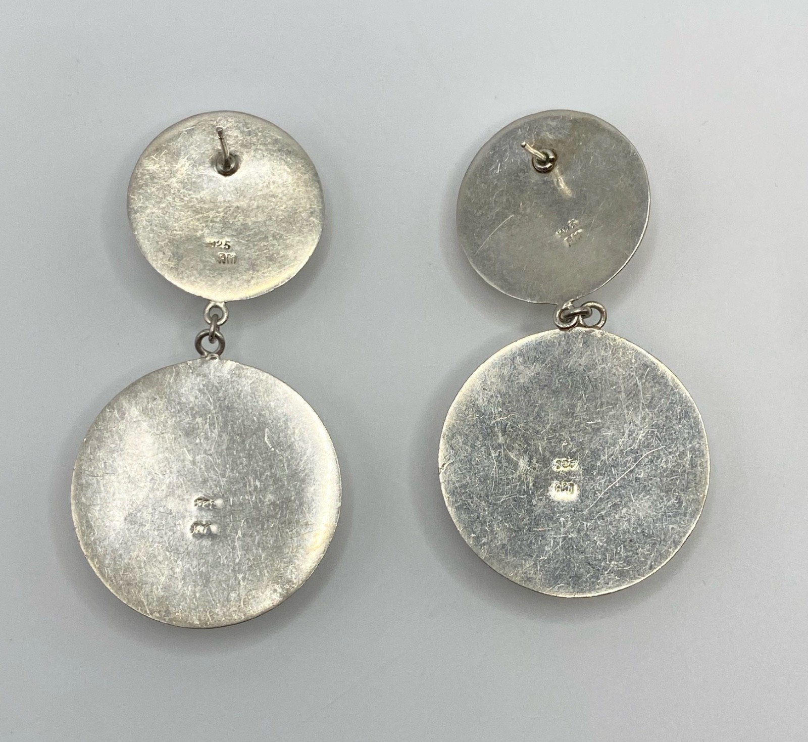 Large Artisan Signed RM Silver 925 Double Circle … - image 2