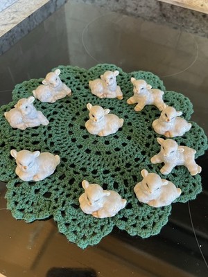 Vintage Easter lambs, ceramic, 2  lot of 10