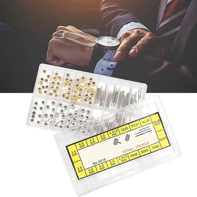 170Pcs Different Sizes Mixed Watch Stem Crown Repair Parts Assortment Set w. Box