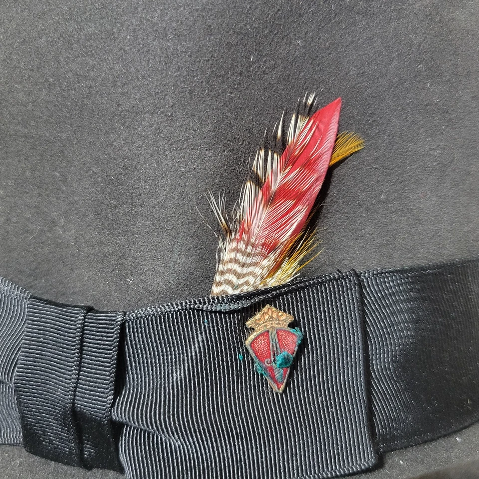 De colección Para Hombres Towncraft XXX Calidad Fedora Hombres Sombrero Negro Talla 6 7/8 Pluma Pin Foto 2 de 4