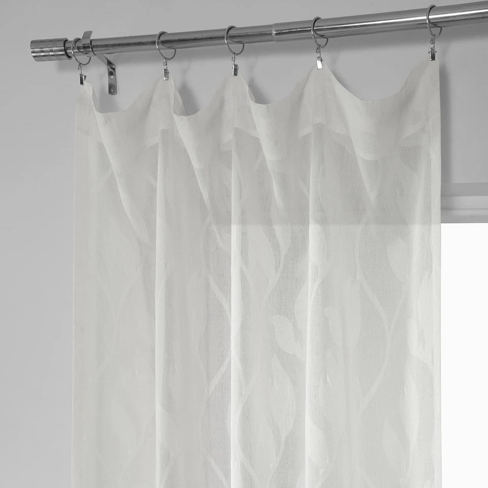 Patterned Linen Sheer Curtain For Living Room 50 X 84 (1 Panel), Rod Pocket W... - Image 4 of 4