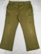 VINTAGE Boy Scouts Pants Adult 36 Green Cargo Cotton Blend Twill READ ME 36x29