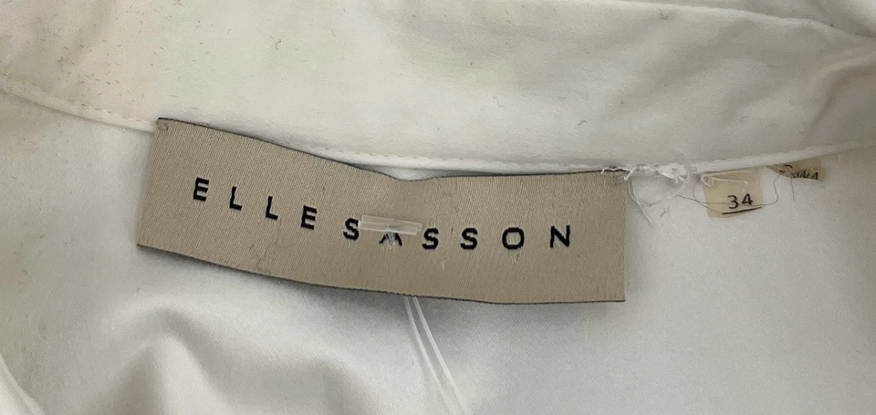 Vestido Elle Sassoon Blanco Sin Mangas Cuello Abotonado Poni Bordado talla 34 Foto 4 de 4