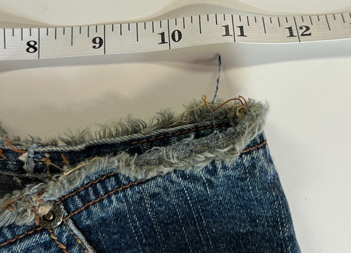 Guess Jeans Girls Youth 12 Flare Low Rise Denim dark blue shag rough waist - Picture 9 of 11