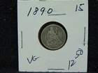 1890 SEATED LIBERTY DIME VG