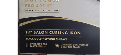 Hot Tools Pro Artist Black Gold Digital Salon Hair Curling Iron, 1 1/4