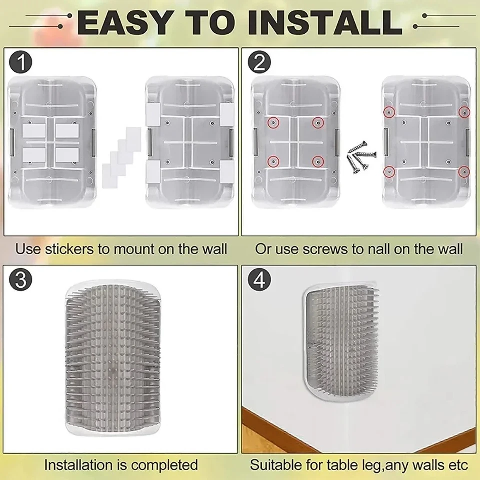 Corner Cat Scratcher | Self-Grooming Brush for Cats | Cat Corner Brush - Image 2 of 4