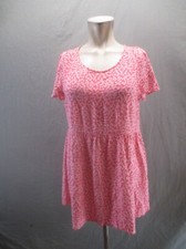 Forever 21 Size M Women Pink Short Sleeve Lightweight Boho Summer Mini Dress 802