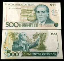 Brazil 500 Cruzados 1988 Banknote World Paper Money UNC Currency Bill