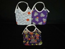 3 NEW HANDMADE LARGE COTTON CUTE HALLOWEEN BABY/TODDLER BIBS WITH TIES