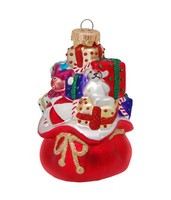 Krebs Glas Lauscha Weihnachtsmann Tasche - Christbaumschmuck Aus Glas - Ca.10 Cm