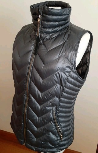 Calvin Klein Puffer Vest Sleveless jacket Grey Gray Shiny Full Zip Down L/Large - Picture 7 of 11