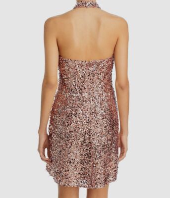 liv foster sequin halter mini dress Women's Beige Sequins Mock Neck Sleeveless Size 4 July 26  Drop