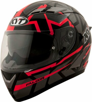 Full Face Motorcycle Helmet KYT Falcon All Faster Black Red Size M
