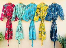 Wholesale lot of 10 Pc Indian Cotton Long Kimono Printed Robe Women Bath Robe