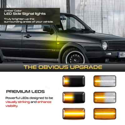 For VW Golf 3 Vento Passat For Seat Ibiza 2Pcs Dynamic LED Side Marker Light Car