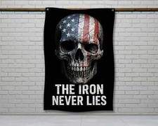 Patriotic Skull Gym Flag - Motivational Wall Decor for Home Gym