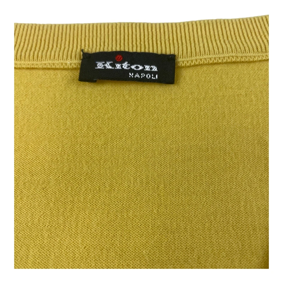 Suéter Kiton Napoli Amarillo Pura Lana Cuello en V Para Hombre Talla 2XL XXL Foto 4 de 4