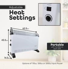 Convector Radiator Heater with Adjustable 3 Heat Settings Adjustable Thermostat