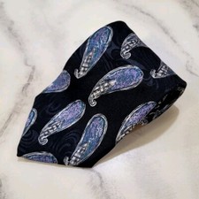 Robert Talbott Studio Silk Made In USA Black Paisley 59"