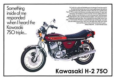 Kawasaki H2 750 1975 Motorcycle – Vintage-Style Advertising Poster