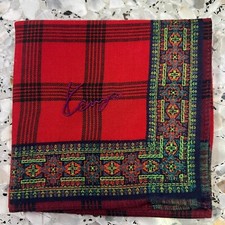 MAN HANKY RED GEOMETRIC CHECK JAPAN VTG CLASSIC COTTON POCKET ART SQUARE18  KZ19