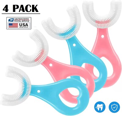 4Pcs U-Shape Toothbrush Baby Oral Care Soft Silicone Brush Cleaning 2-6/6-12 Kid