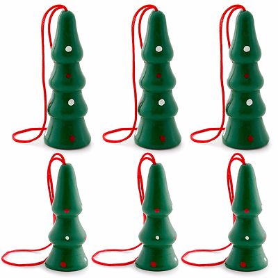 6 Weihnachtsbaum Holz Anhänger Tannenbaum Christbaumbaumschmuck Set Handbemalt