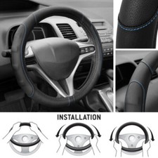 Soft Smooth Pu Leather Steering Wheel Cover For Honda Civic 2007-2012 - Blue