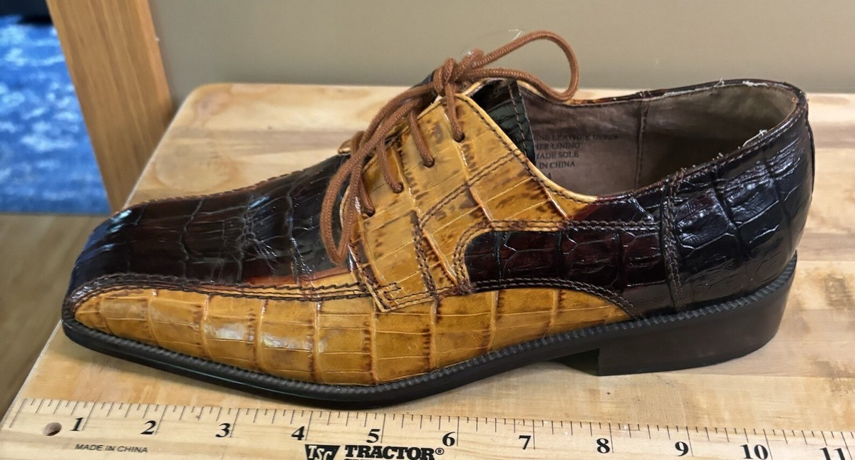GIORGIO BRUTINI VINTAGE TWO-TONE BUCKLE MEN\'S CROCODILE BROWN/TAN SIZE 10 Giorgio Brutini Shoe - Etsy main image 3