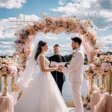 7.7 FT Iron Wedding Arch, Metal Arch Backdrop Stand Square Arch Wedding Arbor