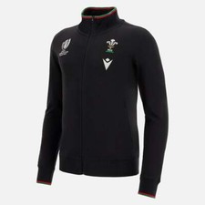 Macron Adults Wales WRU RWC 2023 Fan Line Full Zip Sweatshirt 
