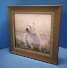 Framed Print of Painting of Cute White Terrier Dog - Cairn Terrier?