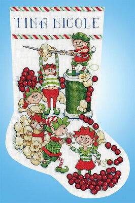 Cross Stitch Kit ~ Design Works Popcorn Elves Christmas Cross Stitch Kit ~ Design Works Popcorn Elves Christmas