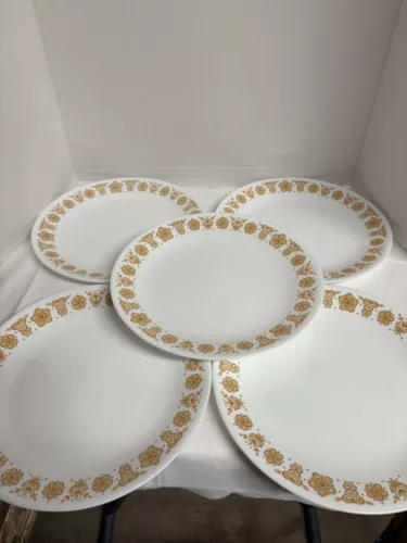 Lot of 5 - Vintage Butterfly Gold Corelle Corning Dinner Plates 10 1/4”