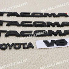 For 2005-2015 Tacoma Letter Matte Black Adhesive Emblem Door Badges Kit V6 5pcs