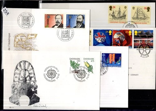 @ DENMARK, LUXEMBOURG, GB 1992 - 5 FDC - SHIPS, COLUMBUS