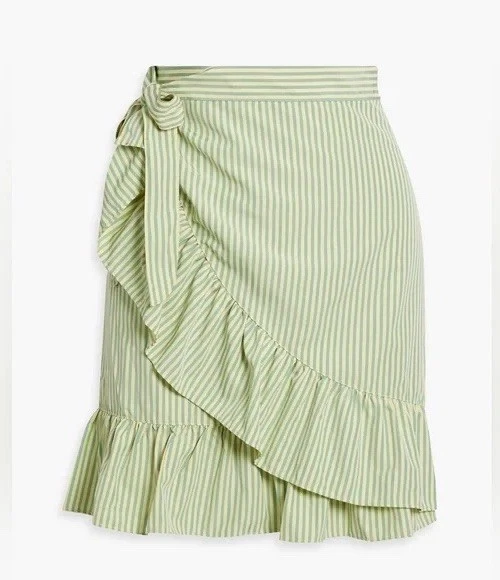 Walter Baker Women’s Lemon/Teal Striped Wrap Poplin Sonny Skirt - Size 8
