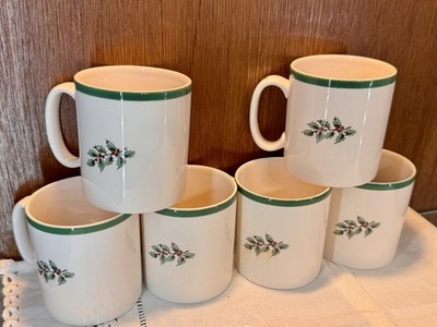Set of 6 Spode Christmas Tree Mugs - Made in England - Vintage
