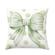 Sage Green Bow Pillow Covers, Coquette Pink Room Decor Throw Pillow Covers 18...